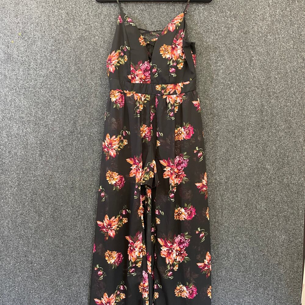 Ambiance Black Floral Maxi Romper Women’s L Whimsigoth Witchy Boho Festival